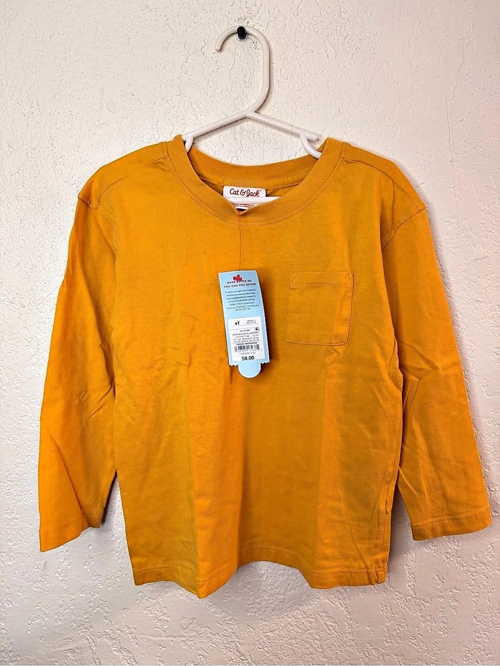 Cat & Jack Long Sleeve Pocket T-Shirt Orange Size 4T